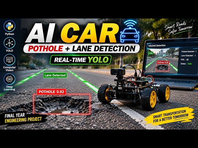 AI Car Using YOLO | Real-Time Pothole & Lane Detection 🚗 | Final Year Engineering Project
