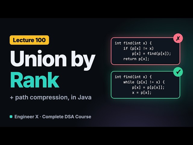 Union by Rank and Path Compression: Union-Find in Java, Step by Step | DSA Course L100