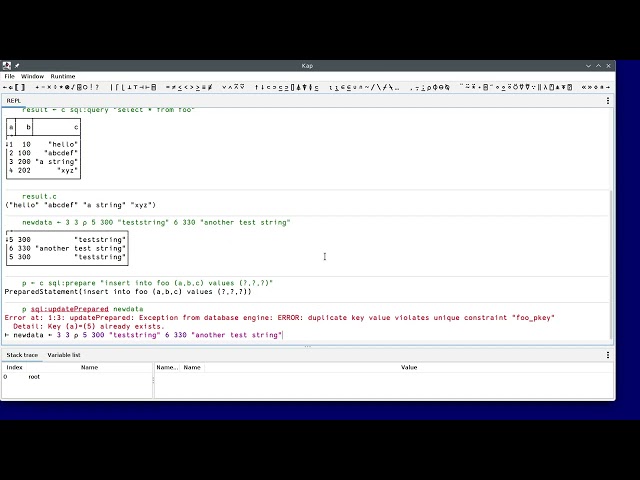 SQL support in Kap