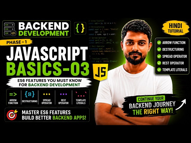 JavaScript Basics 03 | ES6 Features Complete Tutorial | Backend Development Course