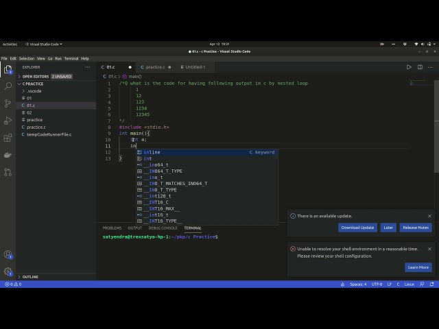 Nested loop, c tutorial , c basic