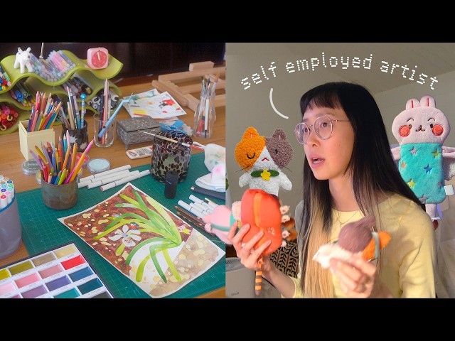 Life of a Self Employed Artist 🌻 seeing my plushie sample, making packaging, a good/bad week