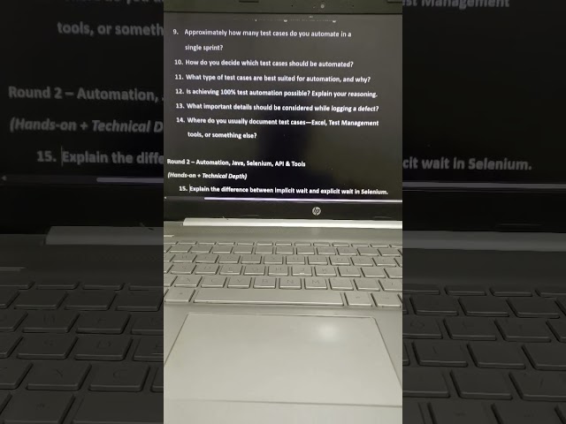 Nov 2025 | TCS Interview Questions For SDET/QA Automation (4-5 Years Of Experience)