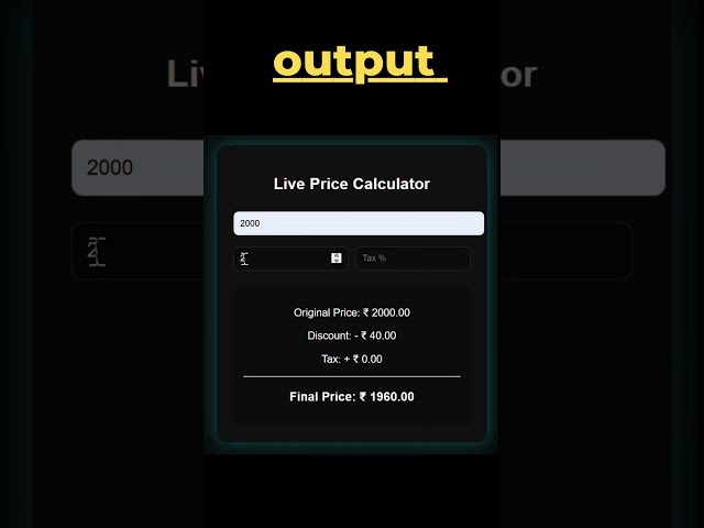 This JavaScript Trick Finds Live Price Calculator 👀 #shorts