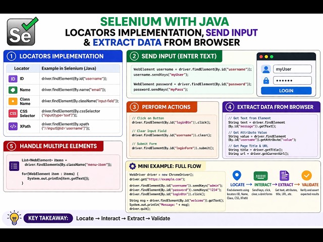 Selenium WebDriver Tutorial | Locators + Input Fields + Data Extraction (Java) 🚀