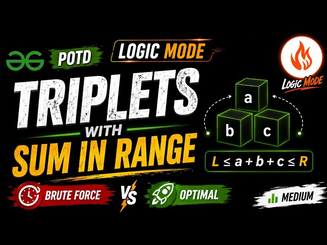GFG POTD | Triplets with Sum in Range | Brute Force + Optimal O(N²)