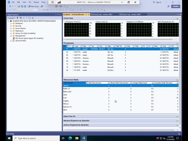 Using the SQL Server Activity Monitor