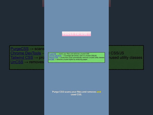 Remove Unused CSS: 500 Classes → 120 (75% Faster!) #Frontend #CSS #WebDev #JavaScript #youtubeshorts