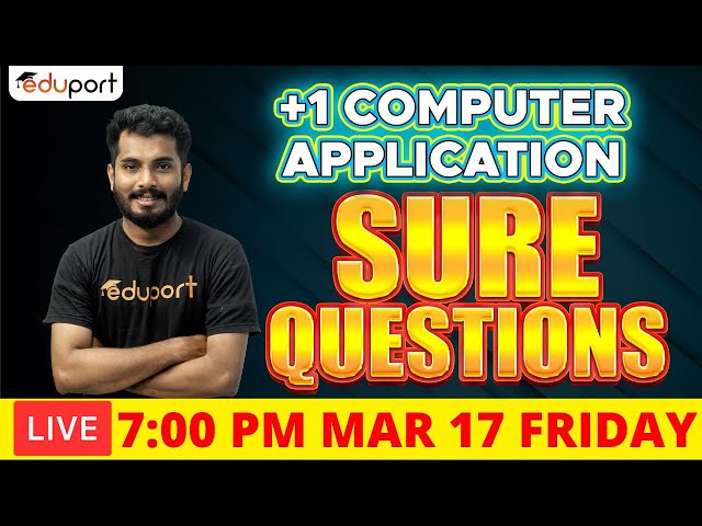 Plus One Public Exam | Commerce Computer Application | Sure Questions | Full mark 💯💯
