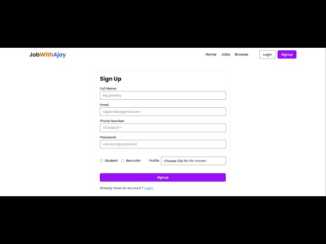 Job Portal Website For Freshers | React + Node.js + MongoDB | Login, Signup & Email Notification