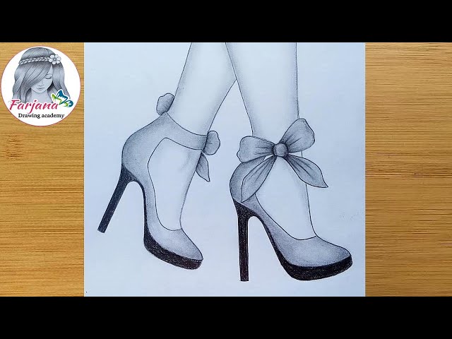 How to draw feet with high heels for beginners || Pencil sketch || Art video || shoes drawing