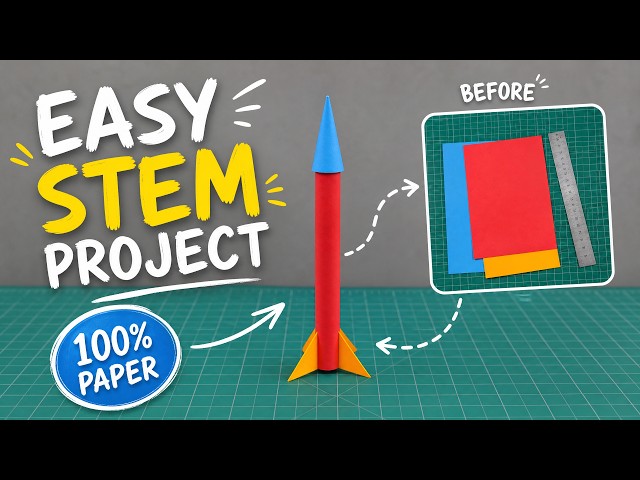 How to Make a Paper Rocket That Actually Flies Far | 5-Minute DIY School Science STEAM Project