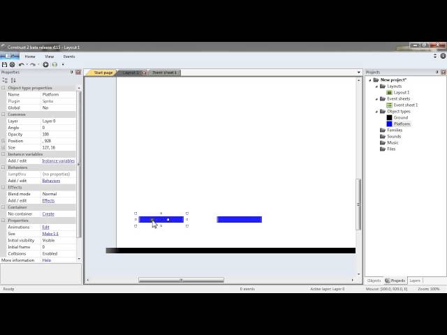 Introduction to Scirra's Construct 2 editor