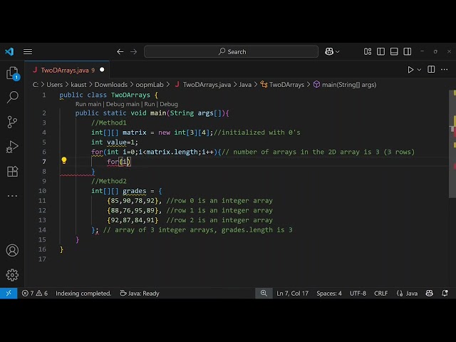 Arrays in Java: 2D