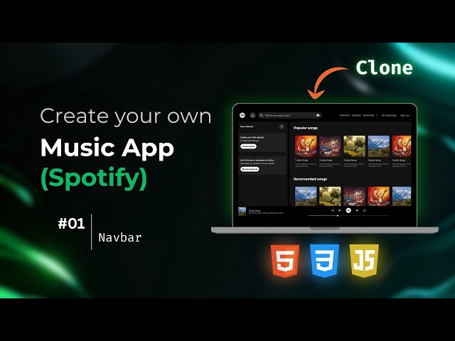 🎧 Building Spotify Clone Step-by-Step – EP1: Realistic Navbar Using HTML & CSS!