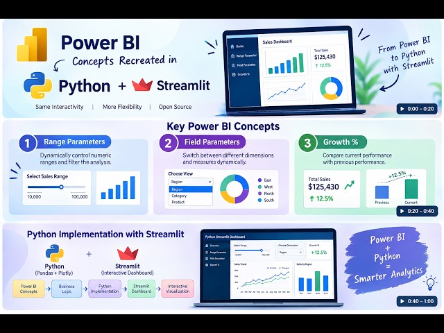 Power BI Parameters Recreated in Python | Range, Field Parameters Growth % | Interactive Dashboard