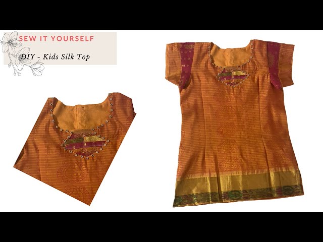 Silk skirt Top cutting and stitching full tutorial/ 8-9 years girls silk top