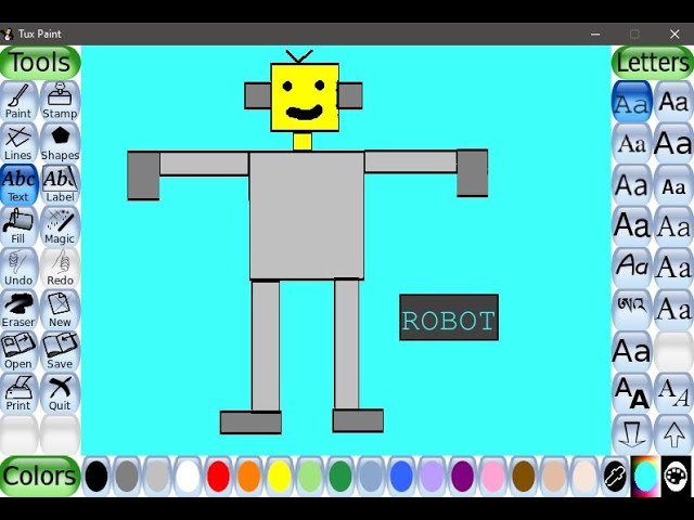 How to draw a Robot in Tux Paint | Tux Paint Tutorial | Easy Drawing Robot
