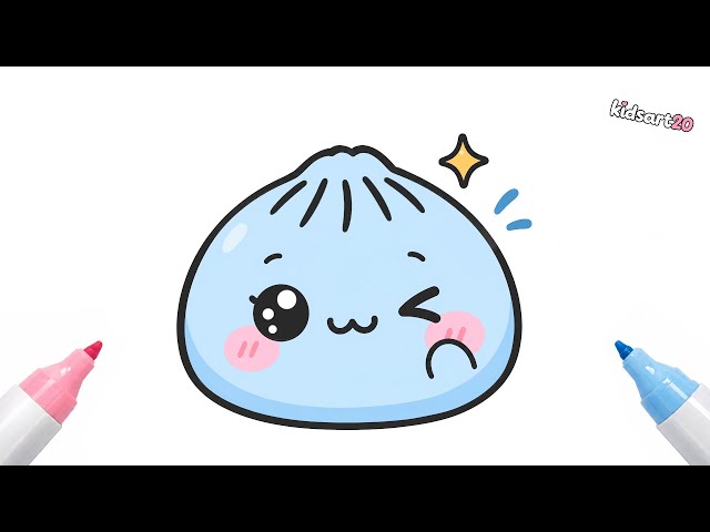 How to Draw a Cute Blue Dumpling 🥟 | Easy Drawing for Kids