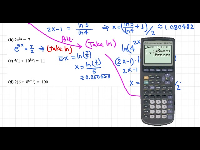 Algebra: solve exponential equations (4 examples)