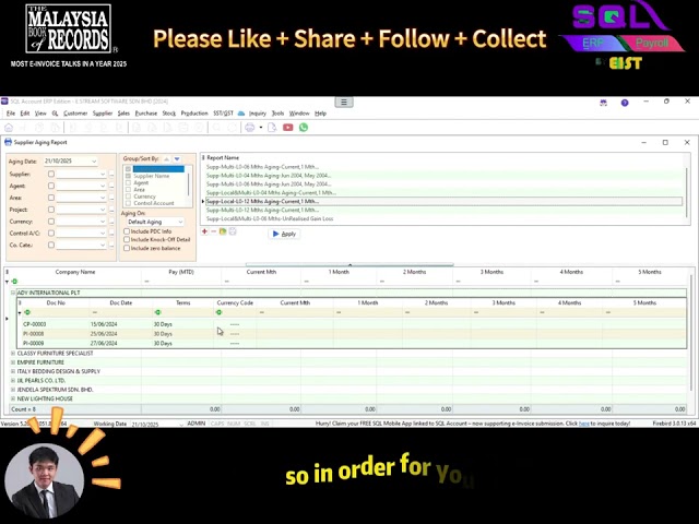 📊 SQL Accounting Tutorial: How to Preview the Supplier Aging Report