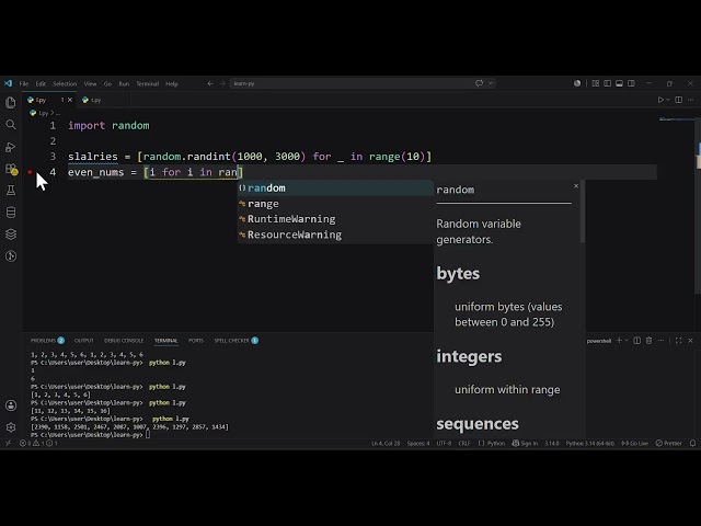 Learn Python: list comprehension #38