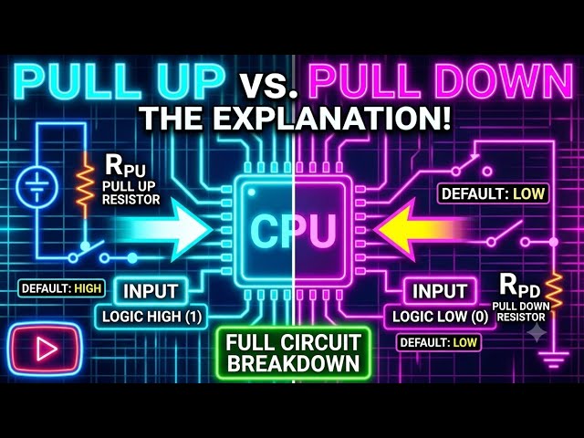 Pull up vs pull down resistors explained in 10 min 📱