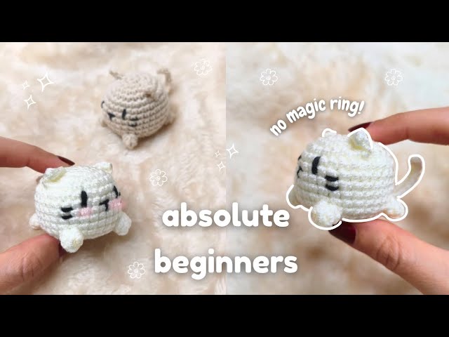 Crochet For Beginners: No-sew Mochi Cat tutorial😽