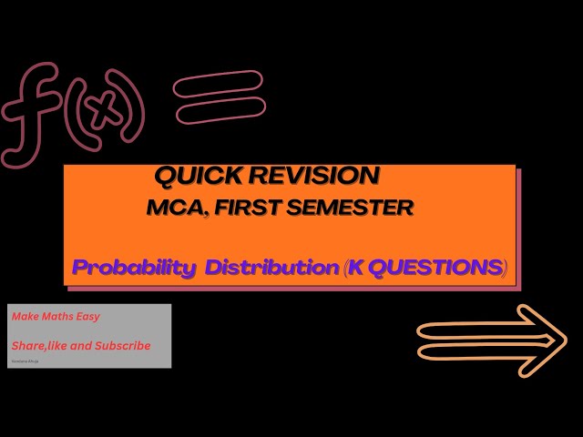 K QUESTIONS || Discrete Probability Distribution || QUICK  REVISION @MME-va 