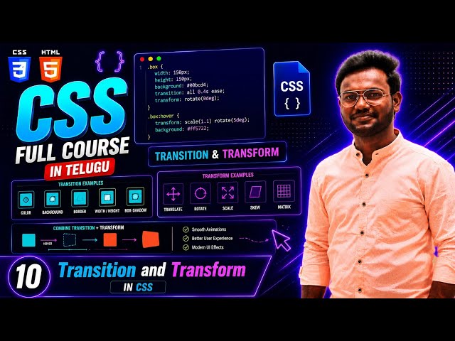 CSS Transform & Transition Explained | Rotate, Scale, Translate & skew | CSS Full Course #10