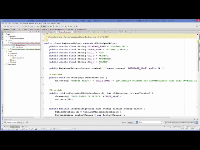 Android SQLite Database Tutorial 6 # Delete values in SQLite Database table using Android   YouTube