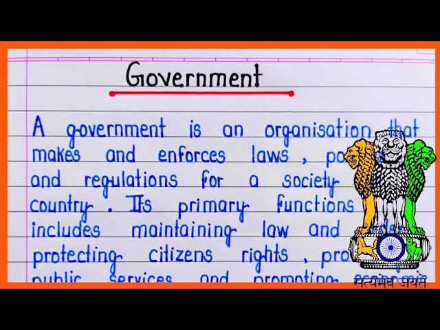 Short Paragraph on Government in English || What is Government || Functions of Government ||