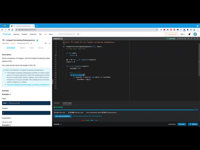 Lintcode#76 _DP_Longest Increasing Subsequence.