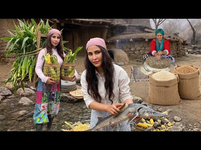 Village Cooking: Fresh Starry Sturgeon with Vegetables & Corn