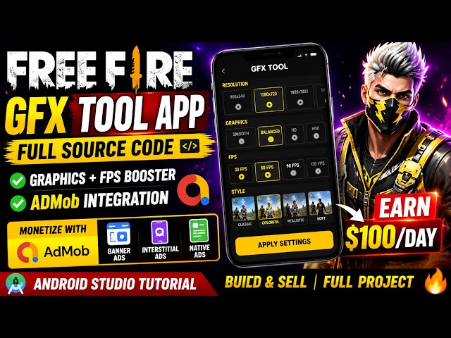 Recommended: Free Fire GFX Tool App | Full Source Code + Earn $100/Day with AdMob (Android Studio)