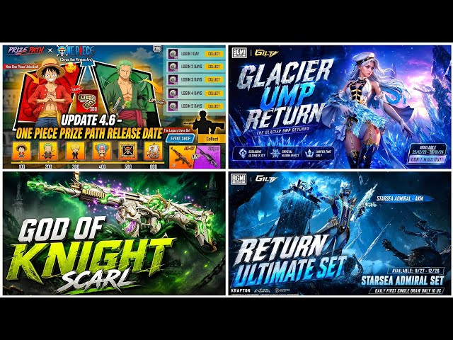 🔴 NEXT PRIZE PATH CONFIRM 4.6 ✅ GLAICER UMP RETURN 🥶 NEW LV.8 SCAR-L SKIN 🔥 RETURN ULTIMATE SET 🤩