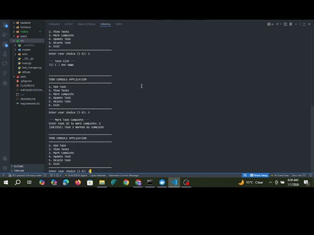 Hackathon II – The Evolution of Todo Phase: I – Console Application Demo