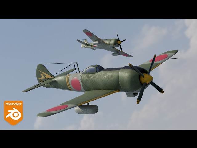 Modeling Process Nakajima Ki-84 Hayate in Blender | Hard Surface Timelapse