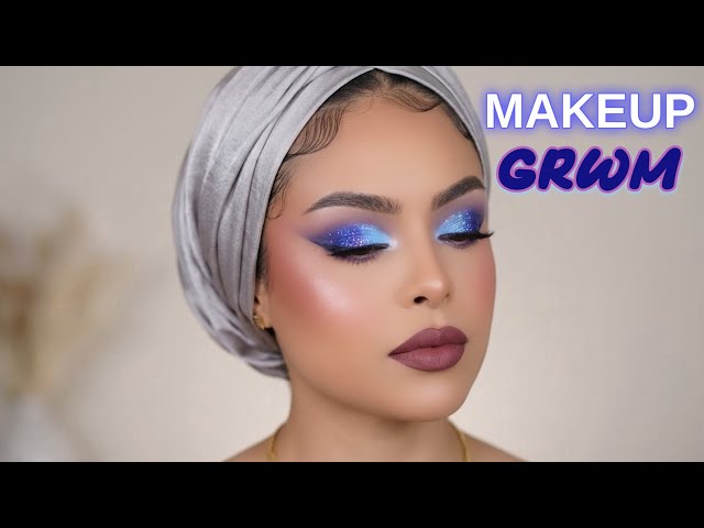 GRWM 💜💙 Easy Beginner Makeup : BADDIE BEAT FULL Glam Tutorial For Hooded Eyes Step-by-Step