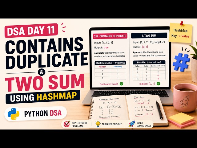 DSA Day 11: Contains Duplicate (LC 217) & Two Sum (LC 1) | HashMap | Python DSA
