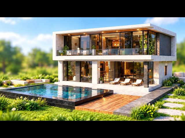 Minecraft Modern House Tutorial | Easy Luxury House with Pool