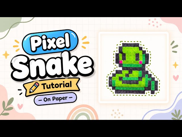 Easy Pixel Snake 🐍 Drawing on Grid Paper | Step-by-Step Tutorial #pixelart #tutorial #art #snake 