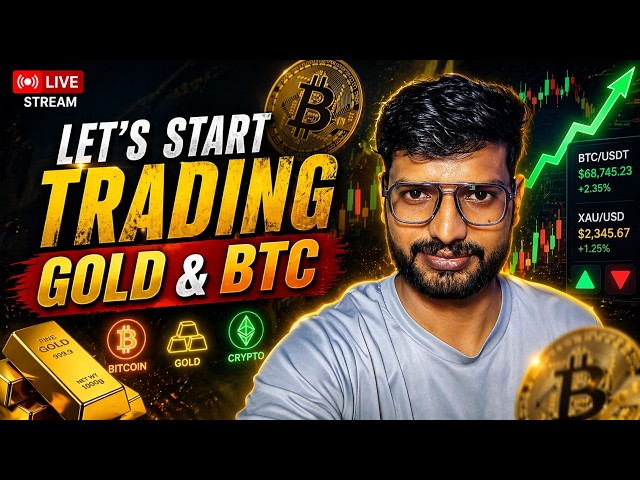 GOLD and CRYPTO TRADING LIVE ; BITCOIN AND ALT coins Day 196