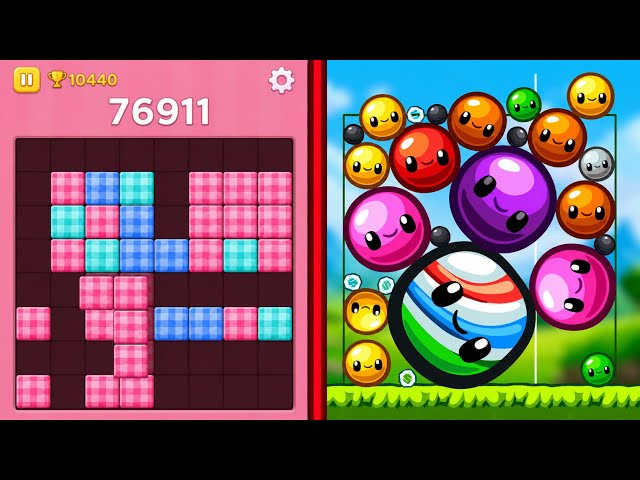 Block Blast Puzzle 🧩 VS Gem Fusion Watermelon Game Satisfying Gameplay (Android/iOS)