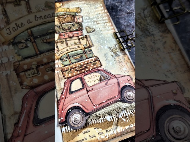 Easy mixed media travel page tutorial 🚗 #tutorial #artjournal #mixedmedia