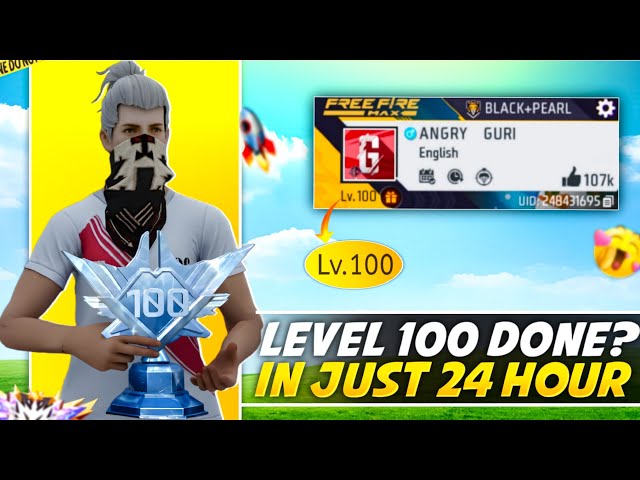 Pushing 100 Level in 24 Hour  - CROSSBONES GAMING | 0 to 100 level challenge in free fire |