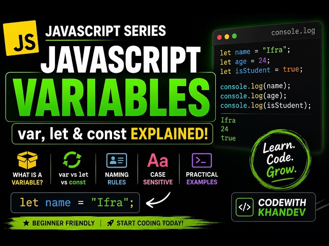 JavaScript Variables Explained for Beginners | var, let & const