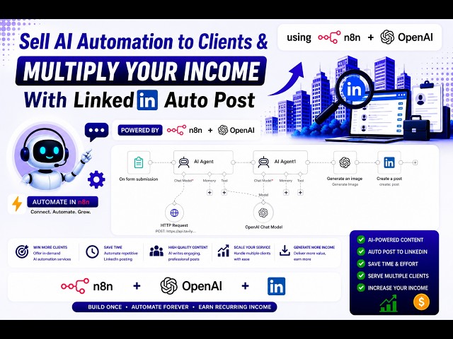 Sell AI Automation to Clients & Multiply Your Income | LinkedIn Auto Posting with n8n #ai #aivideo