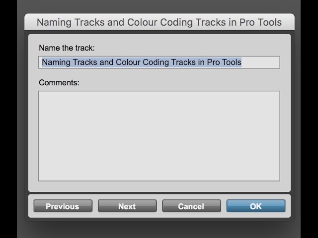 Naming Tracks and Colour Coding Tracks in Pro Tools