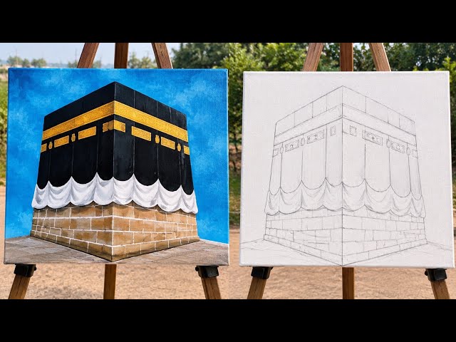Beautiful Kaaba Painting | Black & Golden Islamic Art 🕋